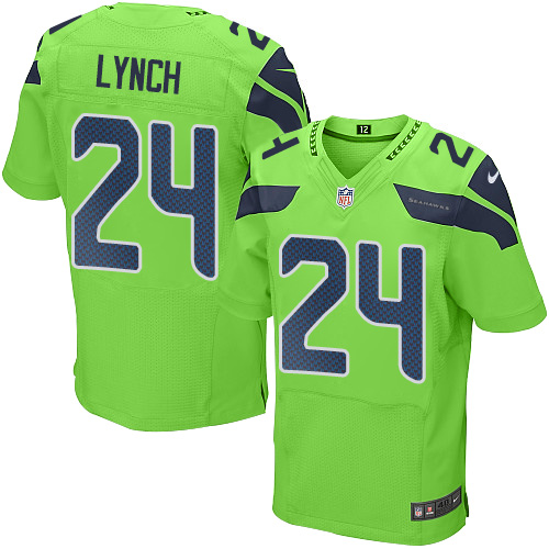 Men's Elite Marshawn Lynch Nike Jersey Green - #24 Rush NFL Seattle Seahawks